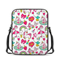 White Girly Unicorn Pattern Print Rectangular Crossbody Bag