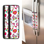 White Girly Unicorn Pattern Print Refrigerator Handle Covers