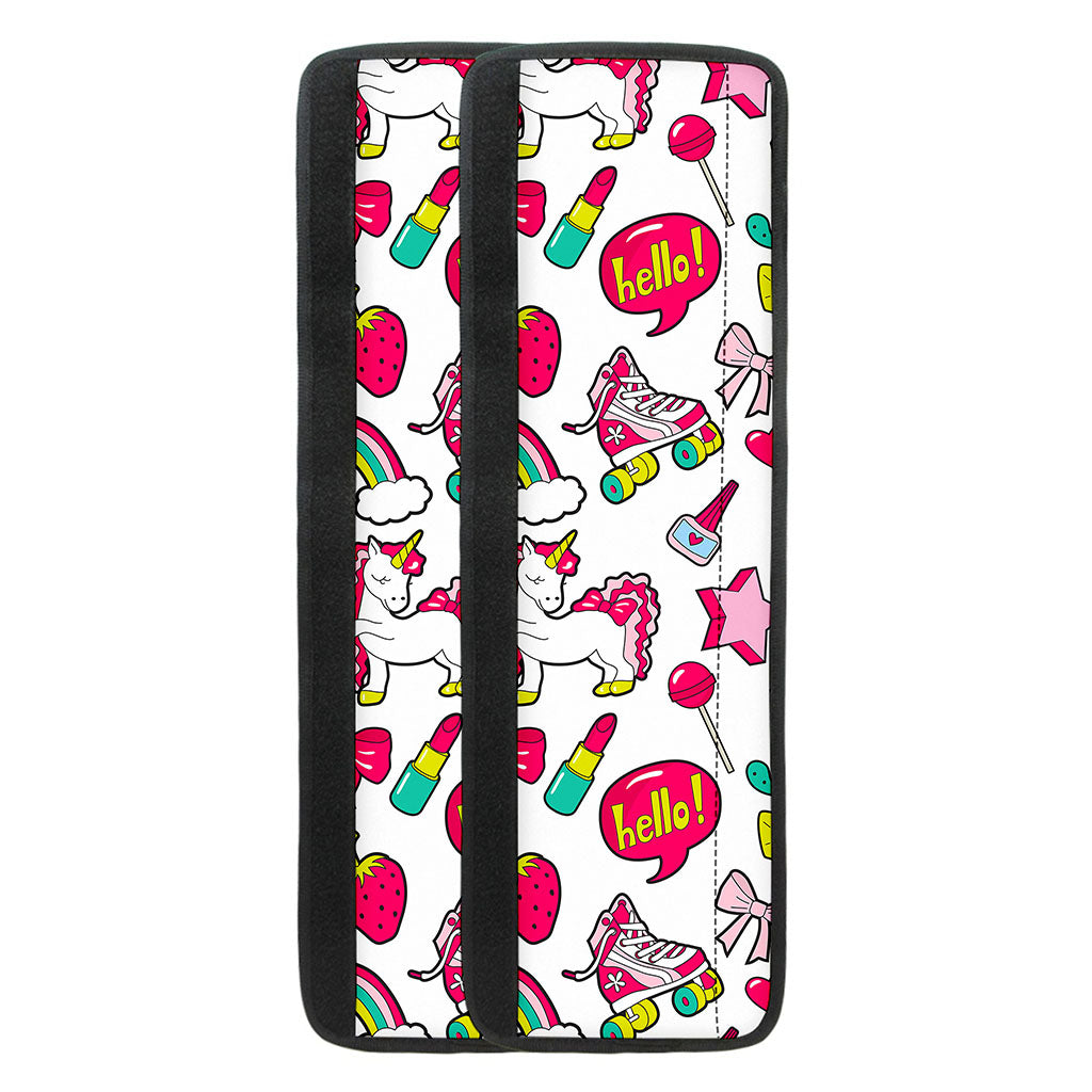 White Girly Unicorn Pattern Print Refrigerator Handle Covers