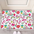 White Girly Unicorn Pattern Print Rubber Doormat