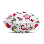 White Girly Unicorn Pattern Print Rugby Ball