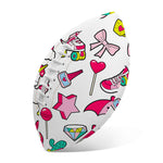 White Girly Unicorn Pattern Print Rugby Ball