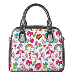 White Girly Unicorn Pattern Print Shoulder Handbag