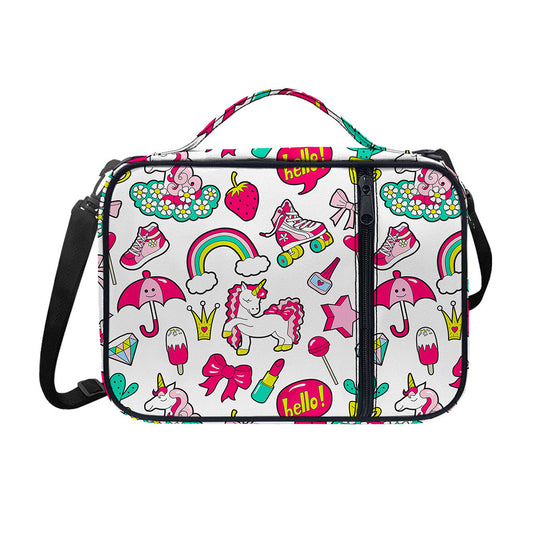 White Girly Unicorn Pattern Print Shoulder Strap Bible Bag