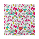 White Girly Unicorn Pattern Print Silk Bandana