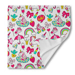 White Girly Unicorn Pattern Print Silk Bandana