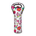 White Girly Unicorn Pattern Print Single Neoprene Wine Tote