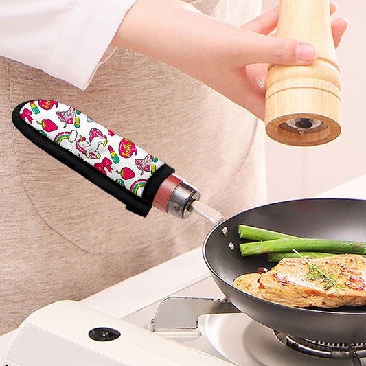 White Girly Unicorn Pattern Print Skillet Handle Cover