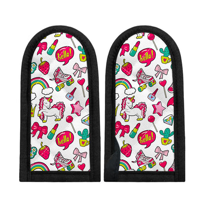 White Girly Unicorn Pattern Print Skillet Handle Cover