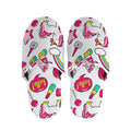White Girly Unicorn Pattern Print Slippers