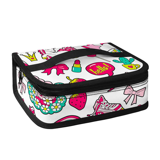 White Girly Unicorn Pattern Print Small Lunch Bag