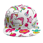 White Girly Unicorn Pattern Print Snapback Cap
