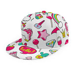 White Girly Unicorn Pattern Print Snapback Cap