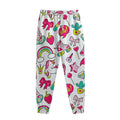 White Girly Unicorn Pattern Print Sweatpants