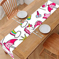 White Girly Unicorn Pattern Print Table Runner