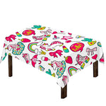 White Girly Unicorn Pattern Print Tablecloth