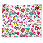 White Girly Unicorn Pattern Print Tapestry