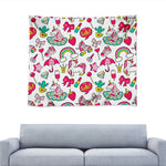 White Girly Unicorn Pattern Print Tapestry