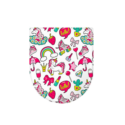 White Girly Unicorn Pattern Print Toilet Lid Cover