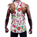 White Girly Unicorn Pattern Print Training Tank Top