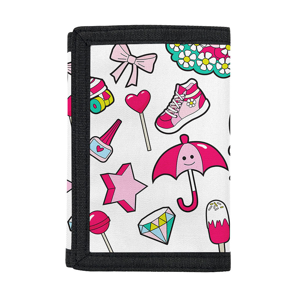 White Girly Unicorn Pattern Print Trifold Wallet