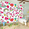 White Girly Unicorn Pattern Print Wall Sticker