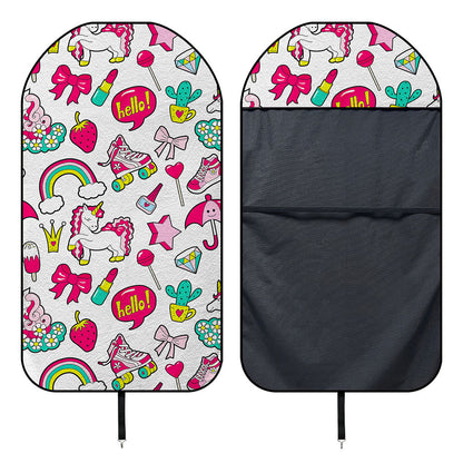White Girly Unicorn Pattern Print Waterproof Car Seat Cover