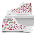 White Girly Unicorn Pattern Print White High Top Sneakers
