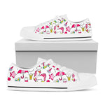 White Girly Unicorn Pattern Print White Low Top Sneakers