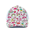 White Girly Unicorn Pattern Print White Mesh Trucker Hat