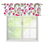 White Girly Unicorn Pattern Print Window Valance