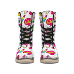 White Girly Unicorn Pattern Print Winter Boots