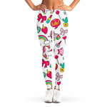 White Girly Unicorn Pattern Print Women's Leggings