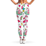 White Girly Unicorn Pattern Print Women's Leggings