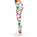 White Girly Unicorn Pattern Print Women's Leggings