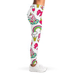 White Girly Unicorn Pattern Print Women's Leggings