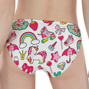 White Girly Unicorn Pattern Print Women's Panties