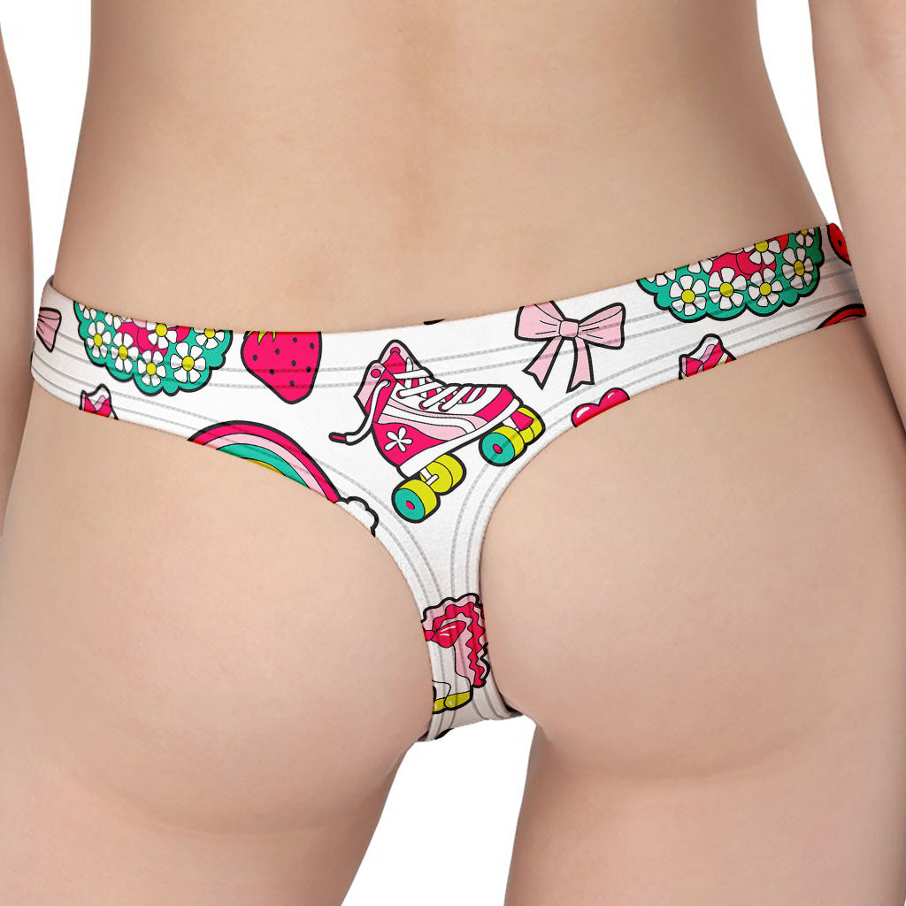 White Girly Unicorn Pattern Print Women's Thong