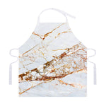 White Gold Grunge Marble Print Adjustable Apron