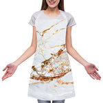 White Gold Grunge Marble Print Adjustable Apron