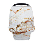 White Gold Grunge Marble Print Baby Seat Cover