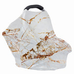White Gold Grunge Marble Print Baby Seat Cover