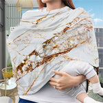 White Gold Grunge Marble Print Baby Seat Cover