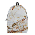 White Gold Grunge Marble Print Backpack
