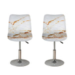 White Gold Grunge Marble Print Bar Stool Covers