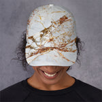 White Gold Grunge Marble Print Baseball Cap