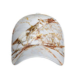 White Gold Grunge Marble Print Baseball Cap