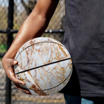 White Gold Grunge Marble Print Basketball