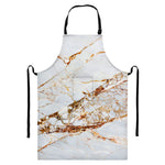 White Gold Grunge Marble Print Bib Apron With Pocket