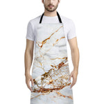 White Gold Grunge Marble Print Bib Apron With Pocket